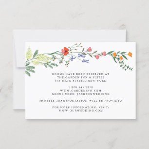 Tarjeta de detalles de Boda floral de jardín secre