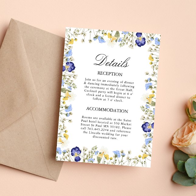 Tarjeta de Detalles de Boda Floral de Otoño (Autumn floral enclosure card shares wedding details with warm seasonal charm.)