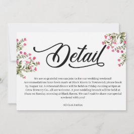 Tarjeta de detalles de boda floral elegante con ac