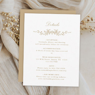 Tarjeta de detalles de boda floral francesa clásic