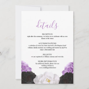 Tarjeta de Detalles de Boda Floral Lavanda