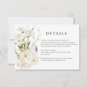Tarjeta de detalles de Boda floral marfil-acuarela