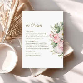 Tarjeta de Detalles de Boda Floral Rosa y Melocotó