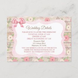 Tarjeta de detalles de Boda floral Rusa de Madera 