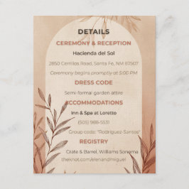 Tarjeta de detalles de boda inglesa con arco de te