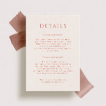 Tarjeta de Detalles de Boda Kingston Portait