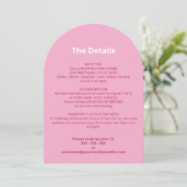 Tarjeta de detalles de Boda magenta rosa