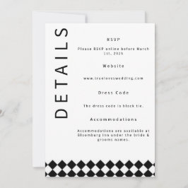 Tarjeta de Detalles de Boda Minimalista