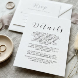 Tarjeta de Detalles de Boda Minimalista