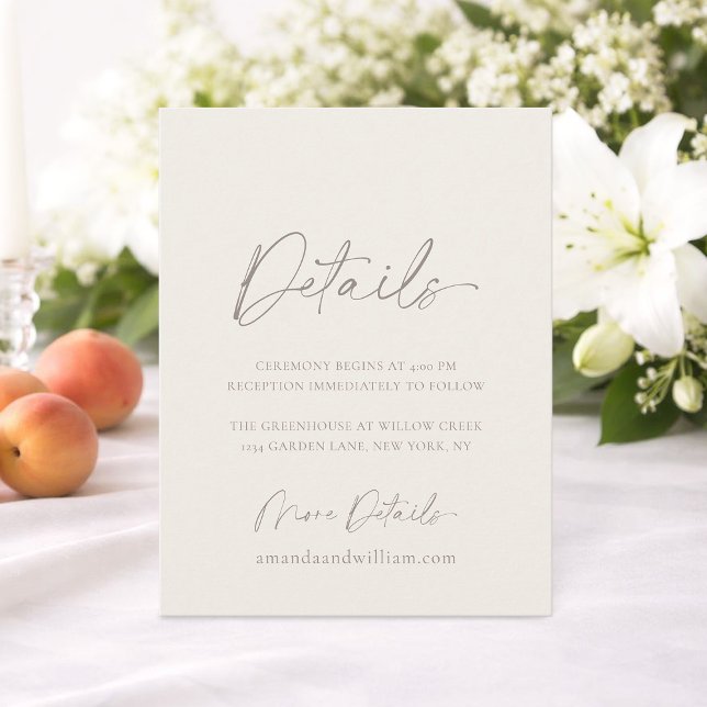 Tarjeta de Detalles de Boda Minimalista (Subido por el creador)