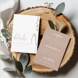 Tarjeta de detalles de boda minimalista con flores