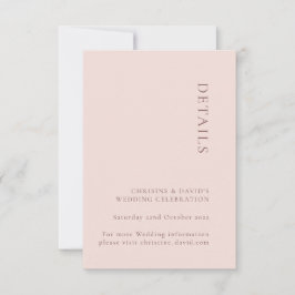 Tarjeta de detalles de boda minimalista con rosa