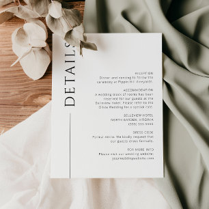 Tarjeta de detalles de boda minimalista moderna en
