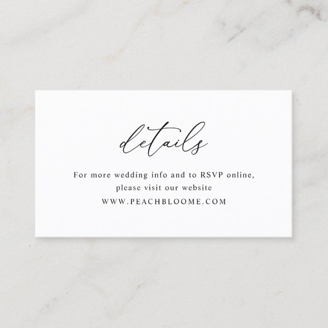 Tarjeta de detalles de Boda mínimo simple en blanc (Anverso)