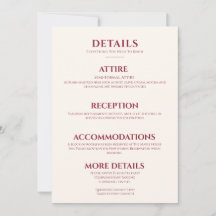 Tarjeta de Detalles de Boda Moderna de Cereza y Va