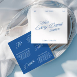 Tarjeta de Detalles de Boda Moderna y Elegante Azu