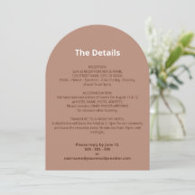 Tarjeta de detalles de Boda moderno Mocha Brown