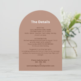 Tarjeta de detalles de Boda moderno Mocha Brown
