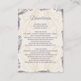 Tarjeta de detalles de boda Monograma Gold Purple
