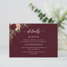 Tarjeta de Detalles de Boda Otoño Burgundy Bloom