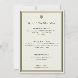 Tarjeta de Detalles de Boda Palma Marfil y Dorado