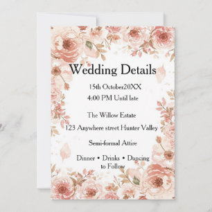 Tarjeta de Detalles de Boda Personalizable – Elega