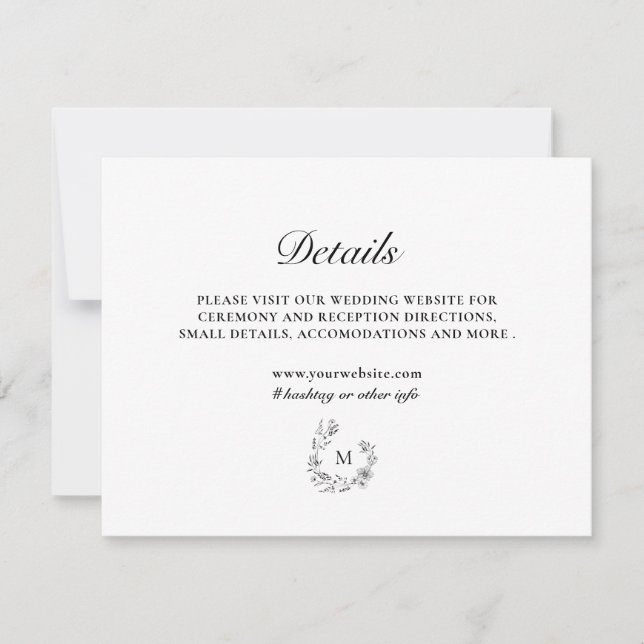 Tarjeta de detalles de boda personalizada con mono (Anverso)