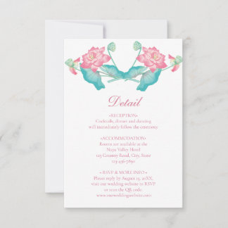 Tarjeta de Detalles de Boda Pink Lotus