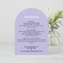 Tarjeta de detalles de Boda púrpura claro