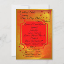 Tarjeta de Detalles de Boda Roja y Amarilla | Trad