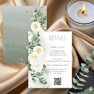 Tarjeta de detalles de boda romántica verde salvia