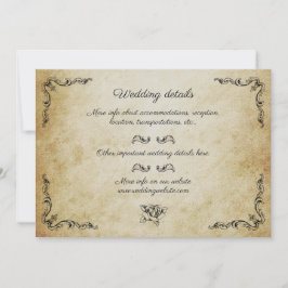 Tarjeta de detalles de boda romántico vintage