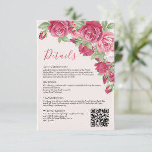 Tarjeta de Detalles de Boda Rosa Carmesí