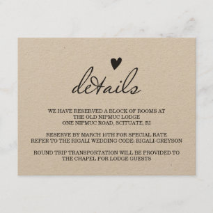 Tarjeta de detalles de BODA RUSTIC