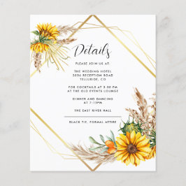 Tarjeta de Detalles de Boda Rústica con Girasoles