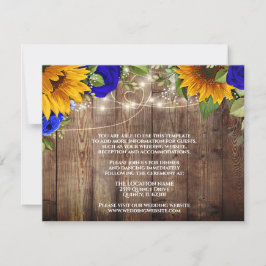 Tarjeta de Detalles de Boda Rústica con Girasoles 