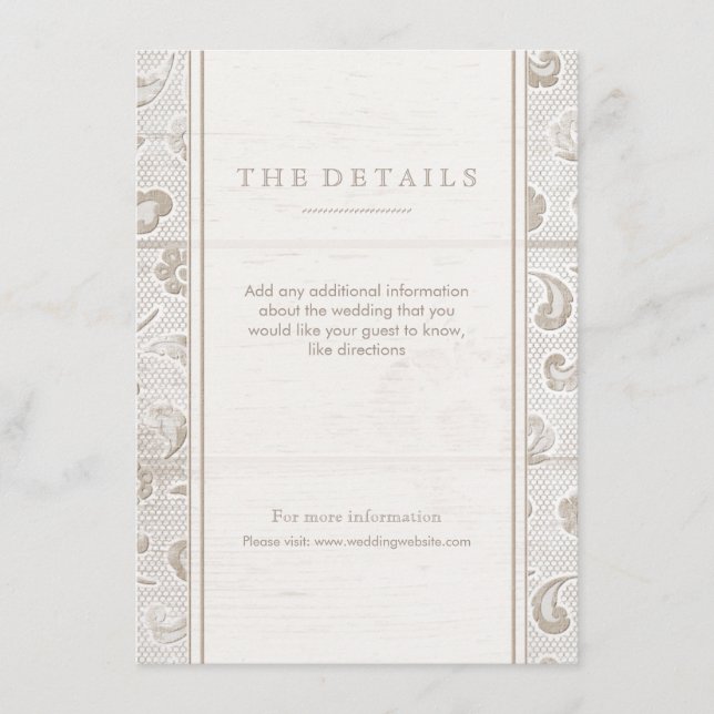 Tarjeta de detalles de boda rústica de campo de ma (Anverso)