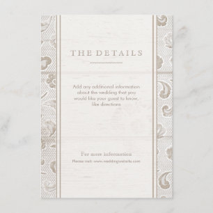 Tarjeta de detalles de boda rústica de campo de ma