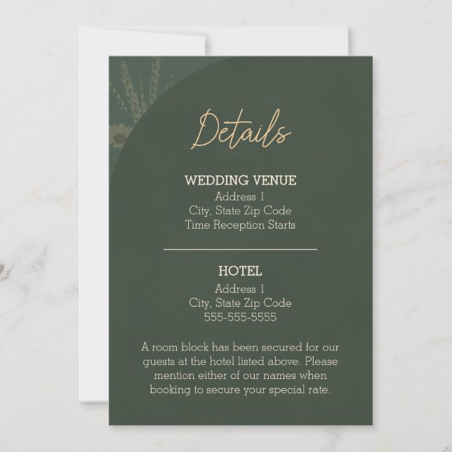Tarjeta de Detalles de Boda Rústica Marrón (Anverso)
