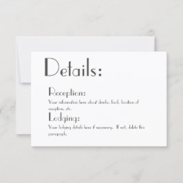 Tarjeta de detalles de boda sencilla