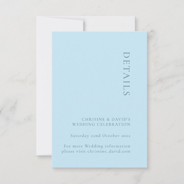 Tarjeta de detalles de boda Simple Soft Blue (Anverso)