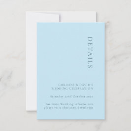 Tarjeta de detalles de boda Simple Soft Blue