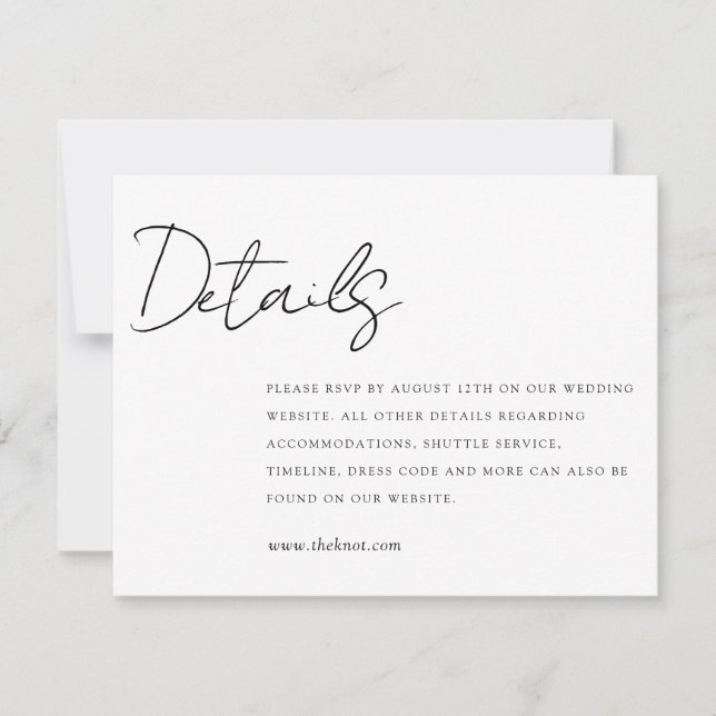 Tarjeta de detalles de boda simple y elegante (Anverso)