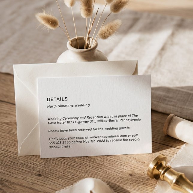 Tarjeta de Detalles de Boda Simple y Neutral (Subido por el creador)