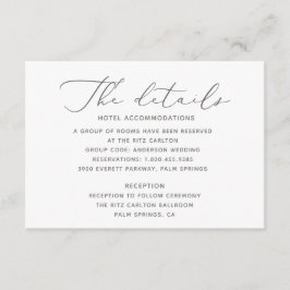 Tarjeta de detalles de boda suave y elegante