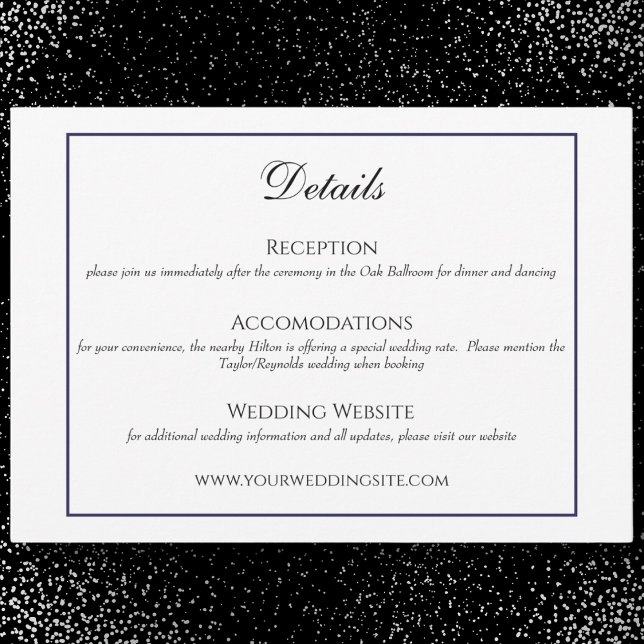 Tarjeta de detalles de Boda tradicional en blanco  (Subido por el creador)