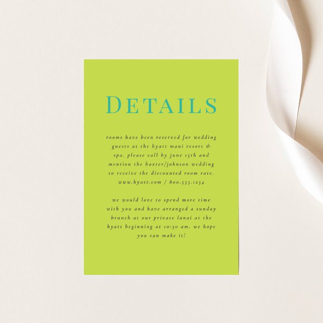 Tarjeta de detalles de Boda tropical moderna (Subido por el creador)