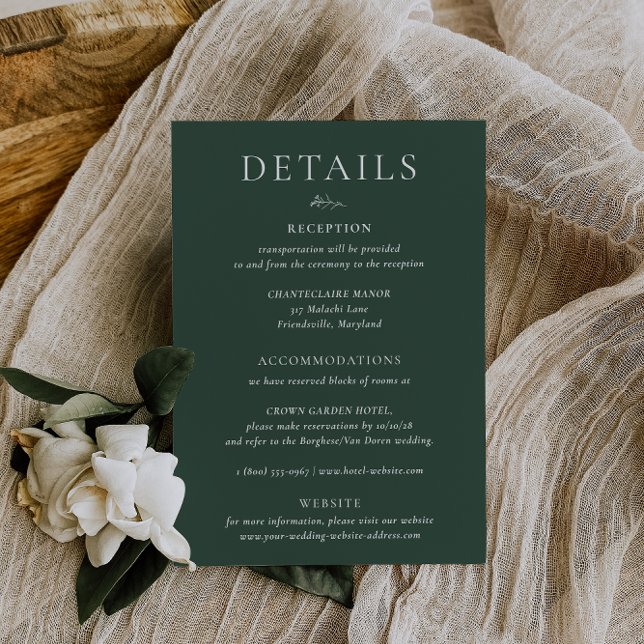 Tarjeta de detalles de boda verde de BRUNSWICK (Subido por el creador)