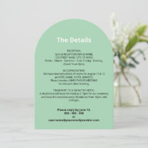 Tarjeta de detalles de Boda verde de fábrica