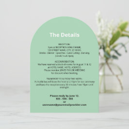 Tarjeta de detalles de Boda verde de fábrica